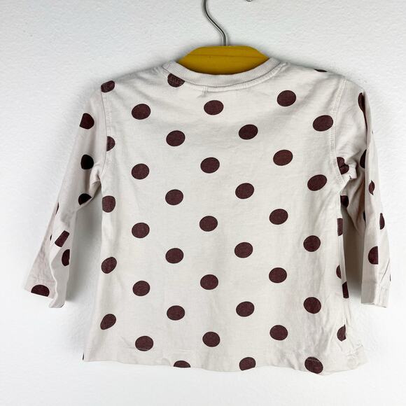 Zara Long Sleeve Brown Polka Dot Shirt Size 12-18 Months - Picture 3 of 8